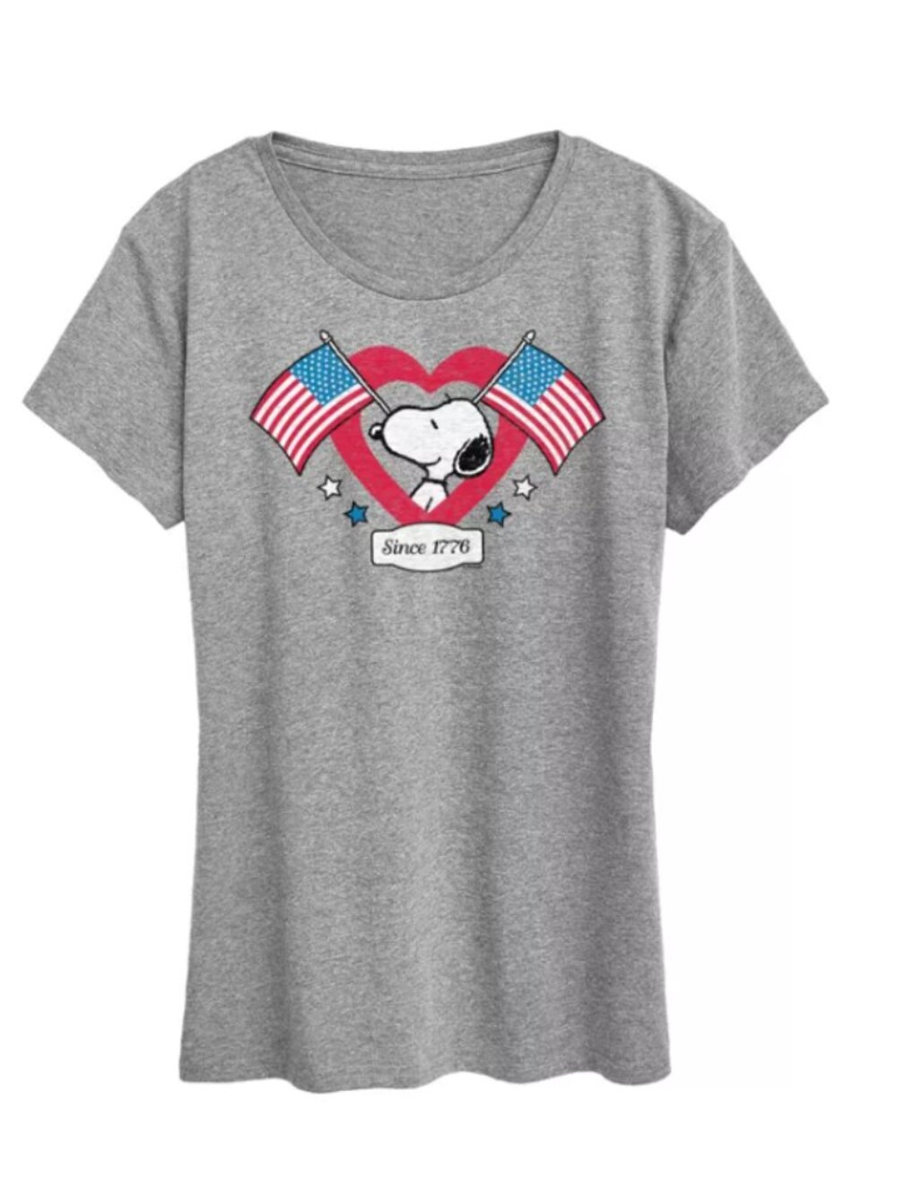 NWT Peanuts, Snoopy Since 1776 Flag Heart Short Sleeve Graphic T-shirt